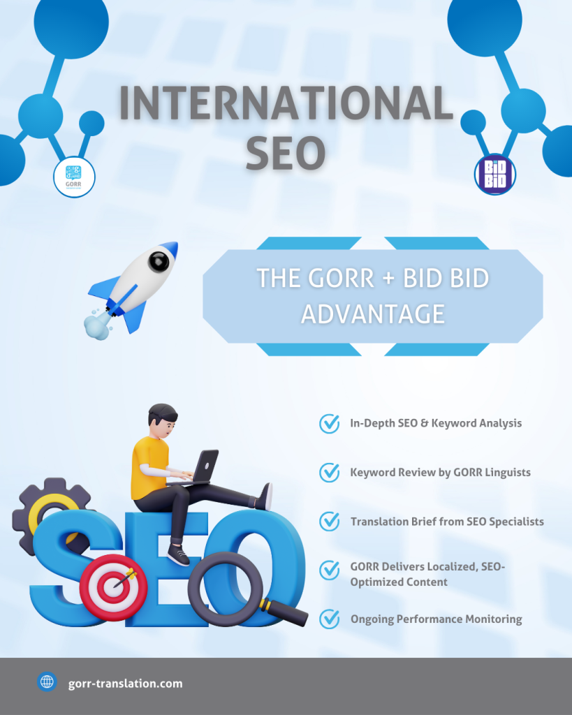 International SEO services offered by GORR LSP and Bid Bid.